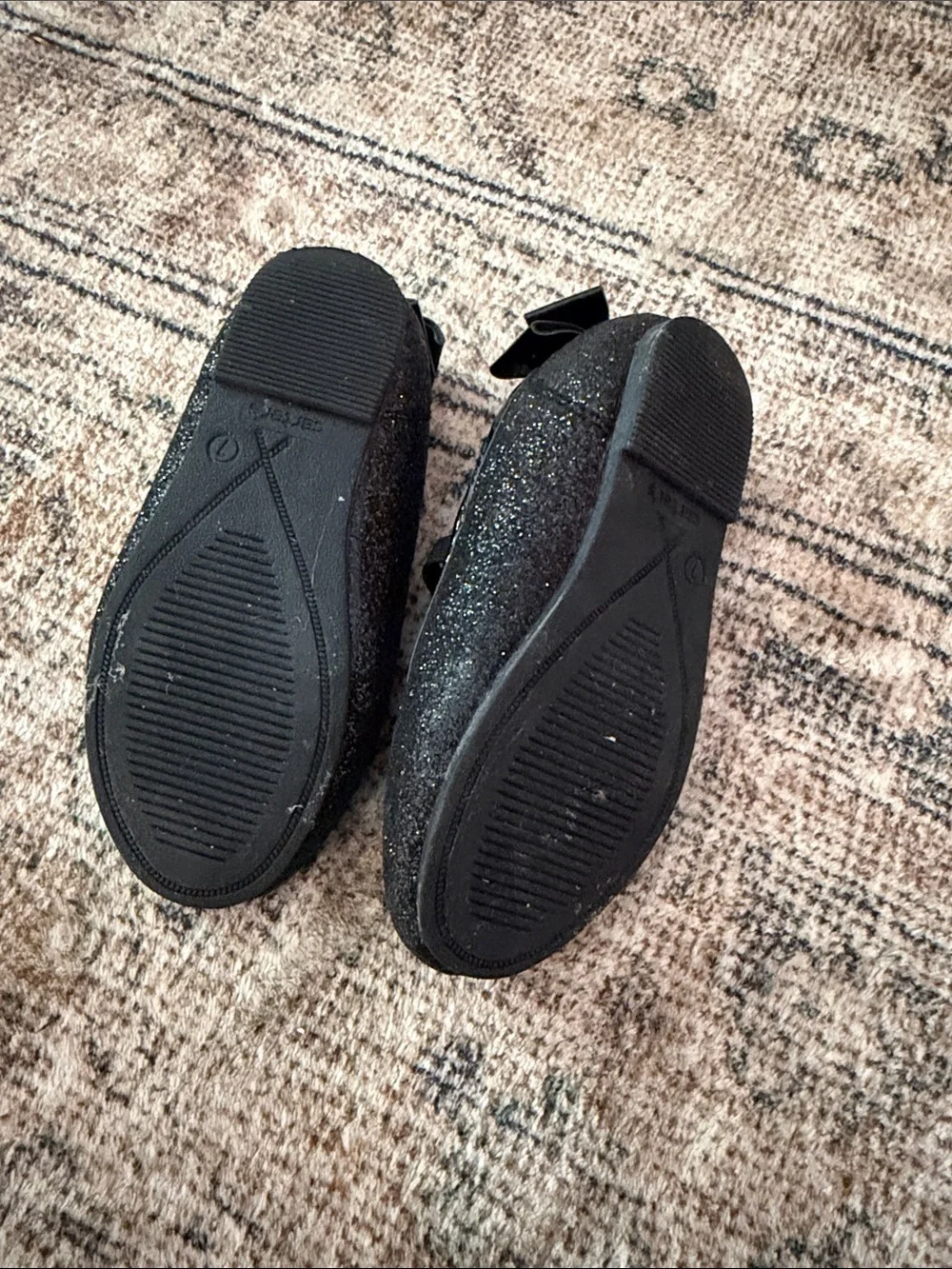 Carter's Black Glitter Bow Girls' Ballet Flats Size 7